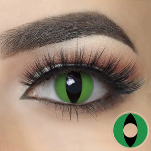 GREEN CAT EYES Halloween Contacts SFX Crazy Colored Contact lenses A7